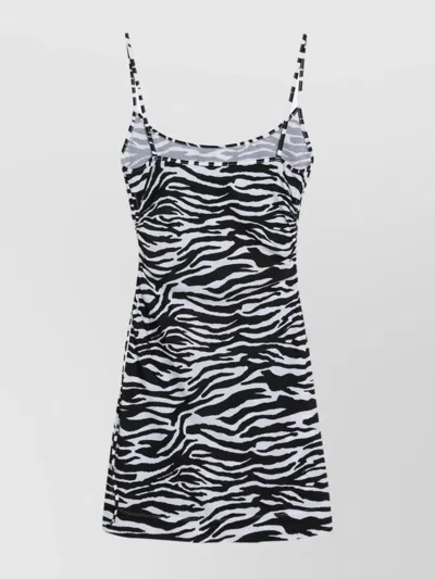 Attico Zebra Beach Cover-up In Stretch Fabric In Black
