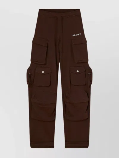 Attico Cotton Jersey Cargo Sweatpants In Brown