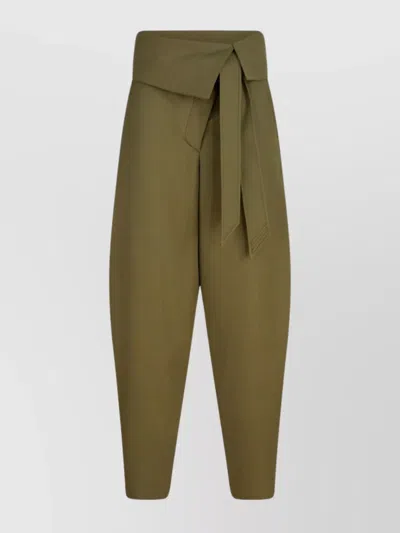 Attico Gabardine Long Pants In Green