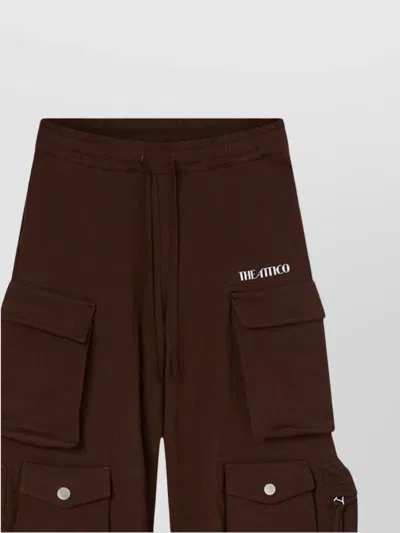 Attico Cotton Jersey Cargo Sweatpants In Brown