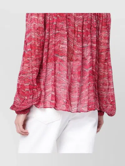 Isabel Marant Étoile Off-the-shoulder Printed Top Lightweight Fabric In Red