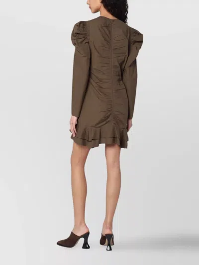 Isabel Marant Étoile Briali Mini Dress With Green Khaki Zip In Brown