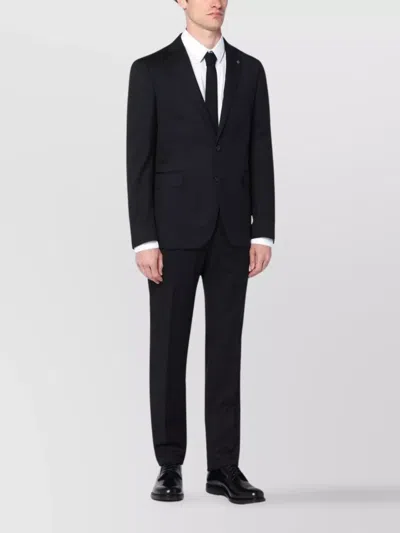 Tagliatore Wool Suit With Notch Lapel And Flap Pockets In Black