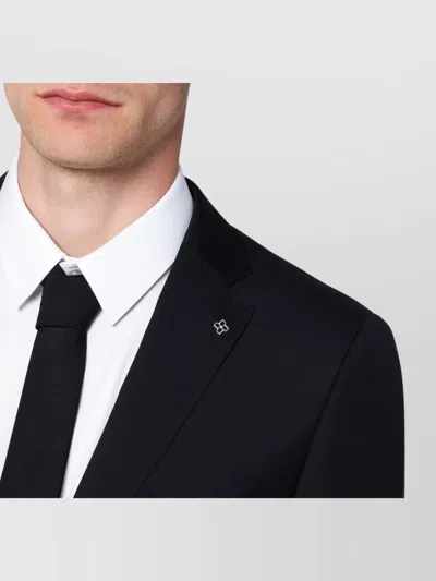 Tagliatore Wool Suit With Notch Lapel And Flap Pockets In Black