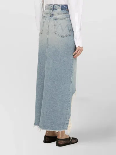 Mother Long Skirt The Ditcher Maxi Super Fray In Blue