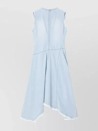 Acne Studios Denim Dress Asymmetric Sleeveless Frayed Hem In Blue