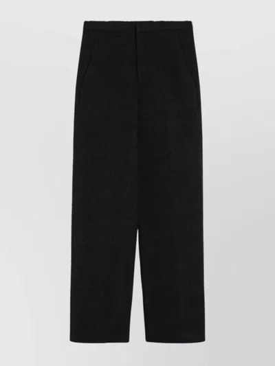 Loulou Studio Anthracite Grey Wool Palazzo Trousers In Black