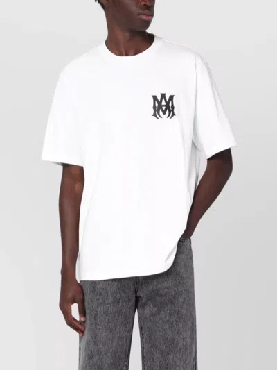 Amiri Men White Crewneck T-shirt With Logo Print On The Front And Logo Lettering On The Rear In Cott In White