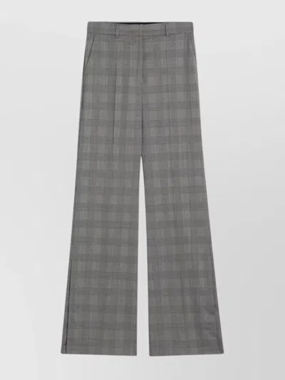 Sportmax Wool Flare Trousers With Prince Of Wales Pattern In Gray