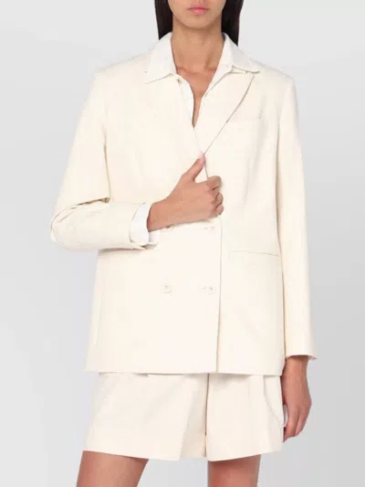 Apc Double-breasted Jacket In Cotton With Back Vent In Neutral