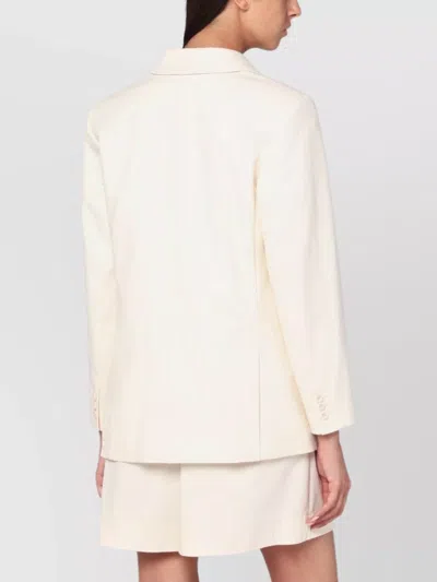 Apc Double-breasted Jacket In Cotton With Back Vent In Neutral