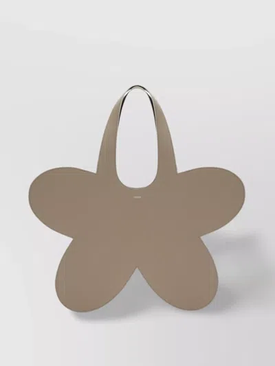 Coperni Flower Beige Leather Tote Bag In Brown