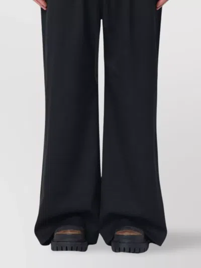 Entire Studios Wide Wool Blend Trousers With Pleated Front In Black