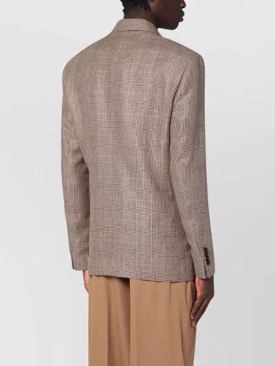 Lardini Double-breasted Jacket With Prince Of Wales Pattern In Neutral