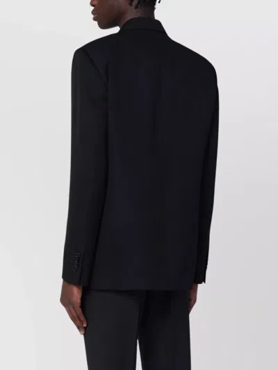 Lardini Structured Double Breasted Jacket With Notched Lapels In Black