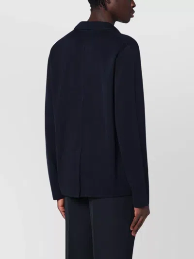Lardini Navy Single-breasted Knitted Jacket In Blue