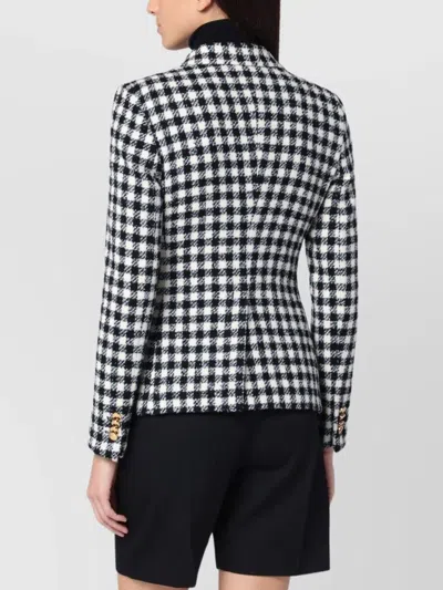 Tagliatore Double Breasted Checked Jacket With Notched Lapels In Black