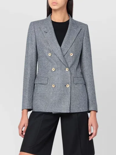 Tagliatore Double-breasted Jacket In Prince Of Wales Wool In Gray