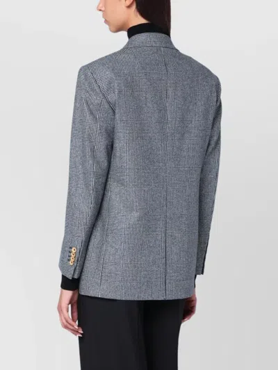 Tagliatore Double-breasted Jacket In Prince Of Wales Wool In Gray