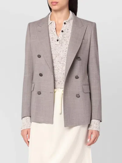 Tagliatore Beige Double-breasted Jacket In Wool Blend In Neutral
