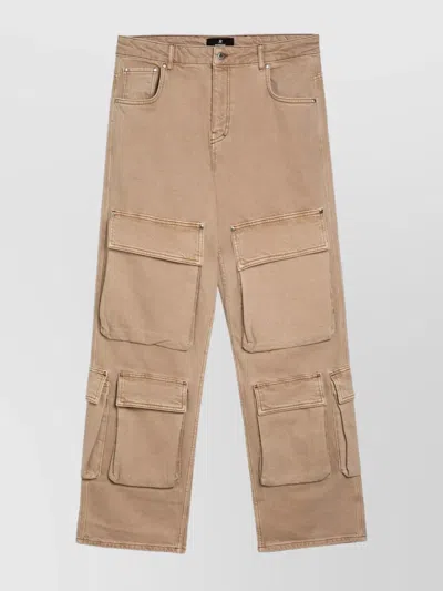 Represent Cargo Trousers With Multiple Pockets In Neutral