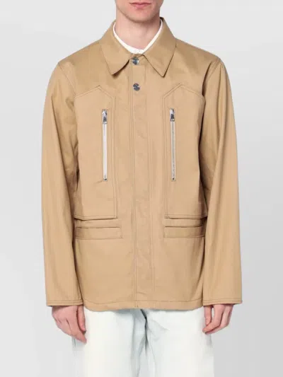Namacheko Collared Cotton Jacket With Front Zip Pockets In Brown