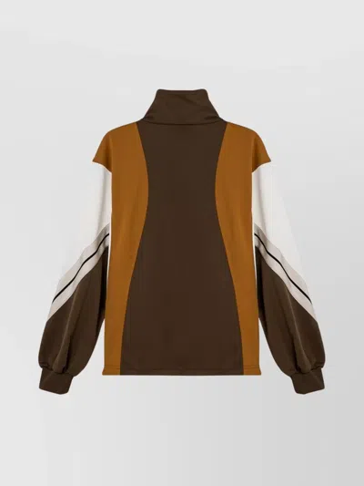 Palm Angels Colorblocked Logo Track Jacket In Brown