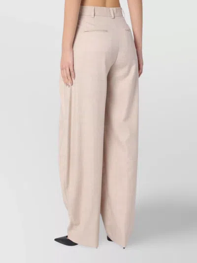 The Andamane Wide Leg Pleated Trousers With Pockets And Belt Loops In Neutral