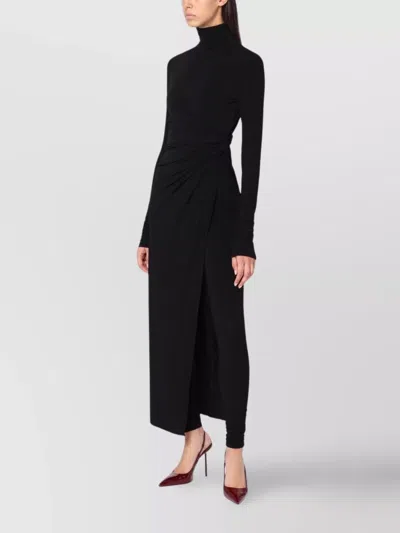 The Andamane Tessa Jumpsuit Draped High Neckline Long Sleeves In Black