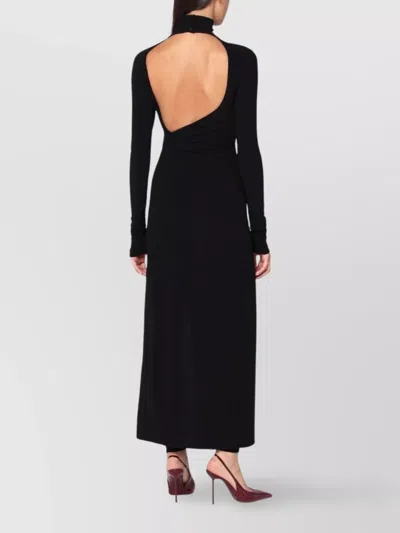 The Andamane Tessa Jumpsuit Draped High Neckline Long Sleeves In Black