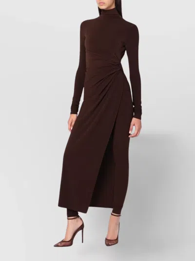 The Andamane Tessa Turtleneck Openback Jumpsuit In Brown