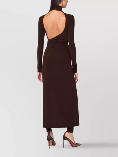 The Andamane Tessa Turtleneck Openback Jumpsuit In Brown