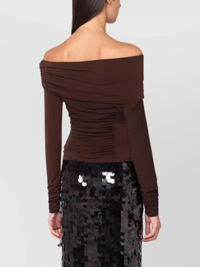 The Andamane Top With Bare Shoulders In Brown Jersey In Brown