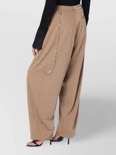 Darkpark Beige Trousers With Side Chain Detail In Brown