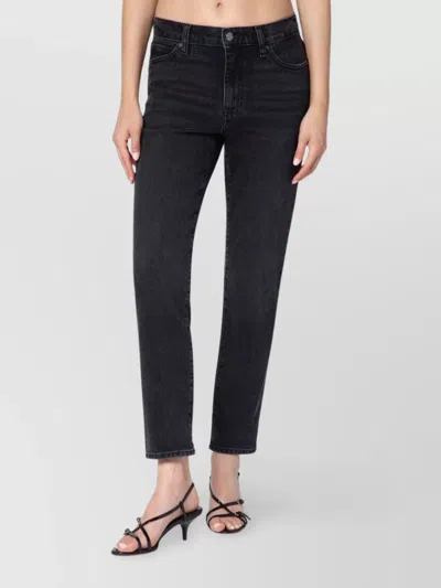 Frame The Pencil Crop High Waist Ankle Slim Straight Leg Jeans In Black