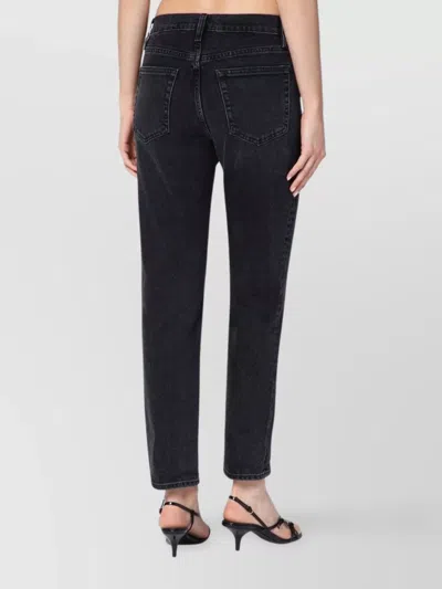 Frame The Pencil Crop High Waist Ankle Slim Straight Leg Jeans In Black