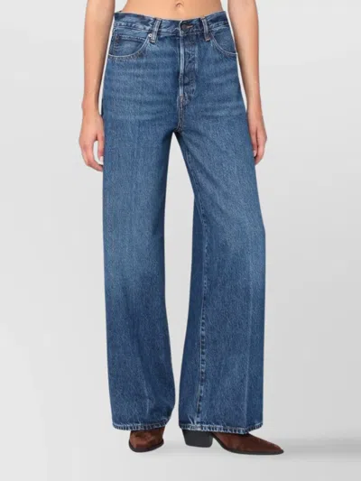 Frame Recycled Denim Trousers With Belt Loops And Contrast Stitching In Blue