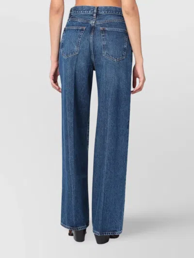 Frame Recycled Denim Trousers With Belt Loops And Contrast Stitching In Blue