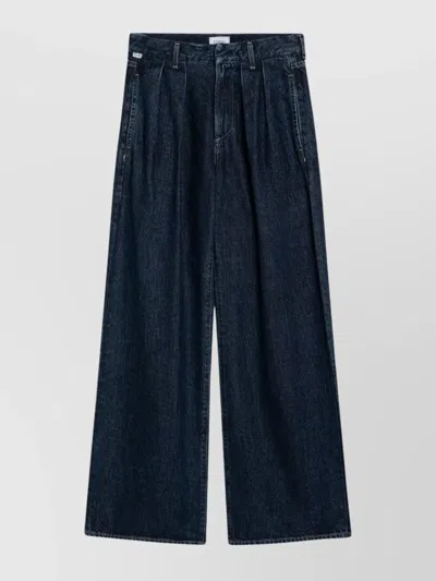 Citizen Of Humanity Wide-leg Trousers With Back Pockets And Front Pleats In Blue