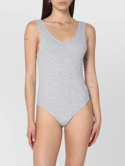 Anine Bing Ribbed Bodysuit Scoop Back In Blue