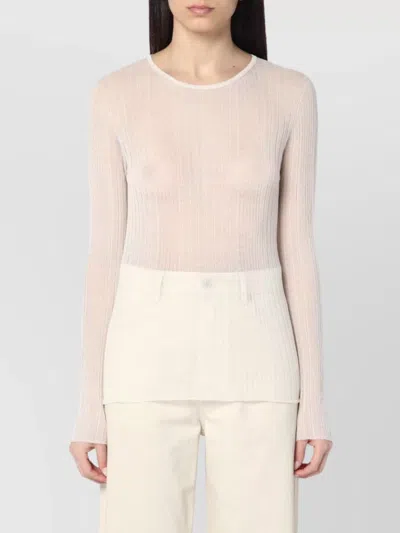Roberto Collina Semi-transparent Sweater In Natural Colour In Neutral