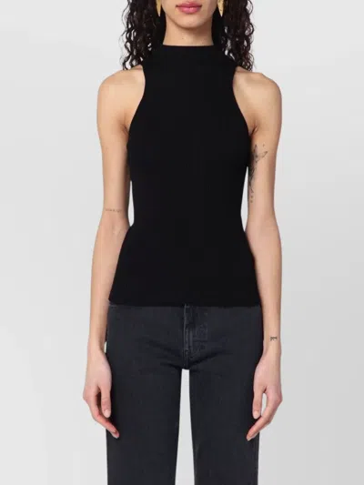 Roberto Collina Tank Top Ribbed High Neckline In Black
