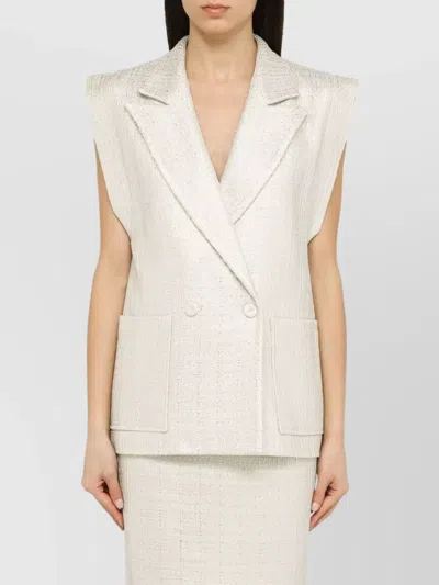 Federica Tosi Silver Double-breasted Cotton-blend Waistcoat In White
