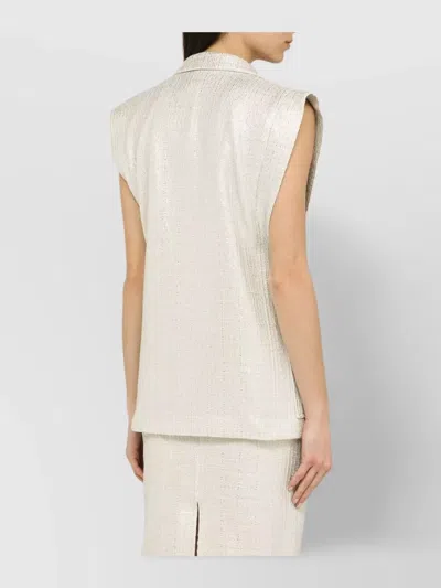 Federica Tosi Silver Double-breasted Cotton-blend Waistcoat In White