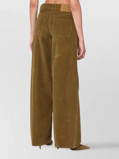 Haikure Wide Corduroy Trousers With Pockets And Belt Loops In Brown