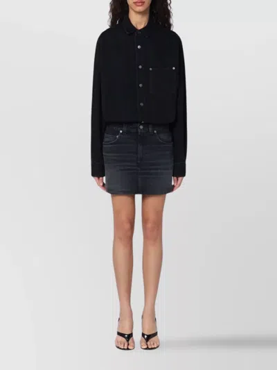 Haikure Washed Black Tamu Mini Dress In Denim In Black