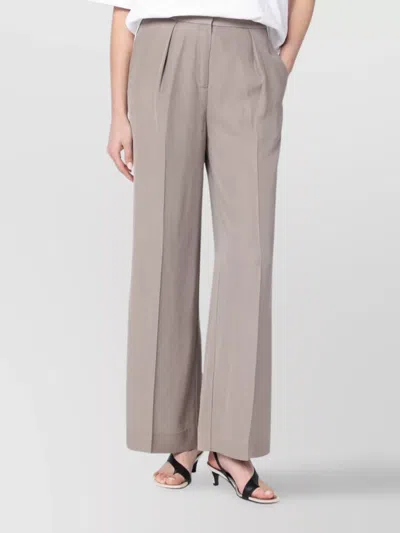 Calvin Klein Ash Grey Trousers In Linen Blend In Gray