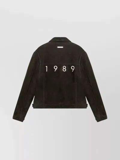 1989 Studio Suede Shearling Jacket With Embroidered Logo In Black