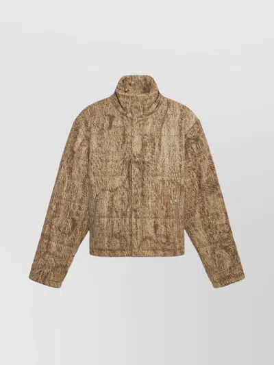 1989 Studio Flocked Fabric Padded Jacket With Embroidered Logo In Brown