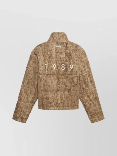 1989 Studio Flocked Fabric Padded Jacket With Embroidered Logo In Brown
